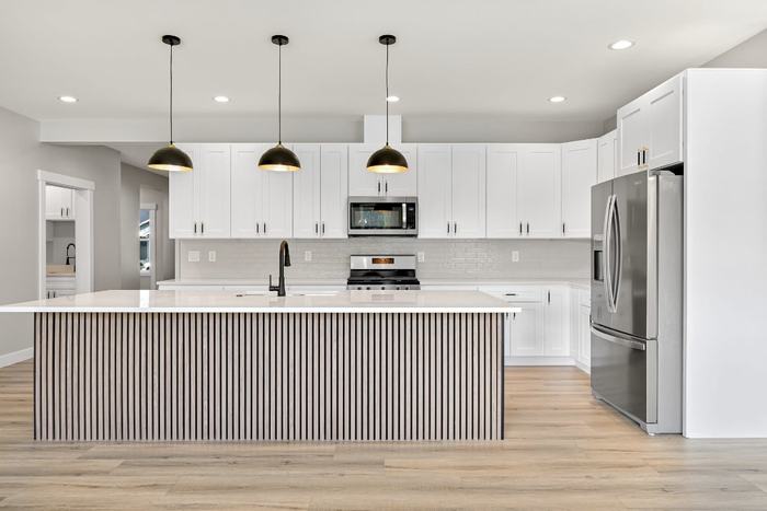 Kitchen island with pendants