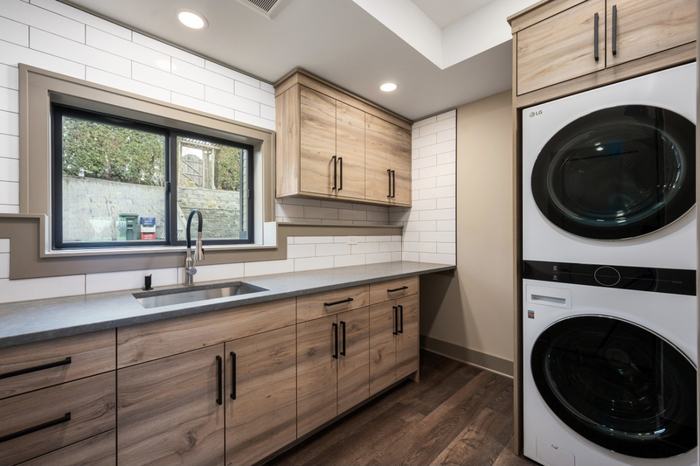Cabinets and countertop in a laundry room